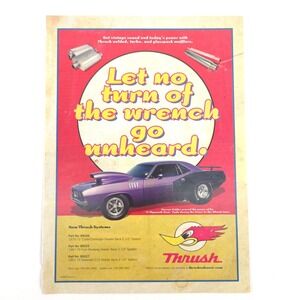 Thrush Mufflers Cuda Print Ad Purple 1971 Muscle Car Poster Garage Decor